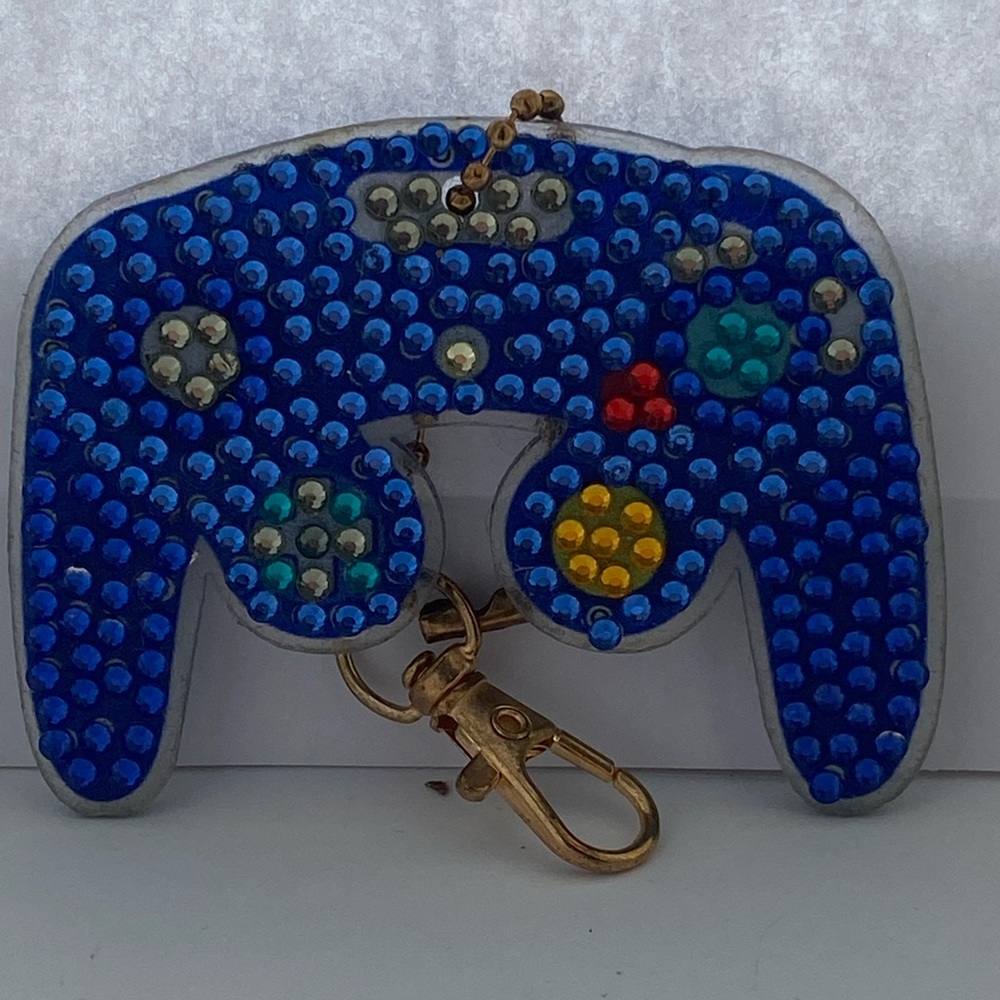 Handmade double sided diamond art controller keychain these are